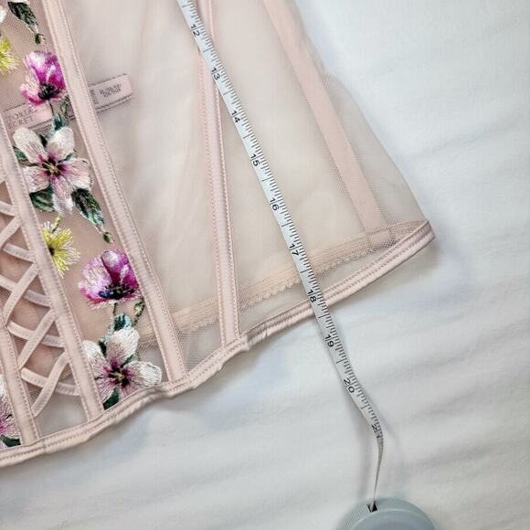 Victoria’s Secret Floral Embroidered Corset Bustier XL Coquette Festival Bridal - Picture 12 of 14